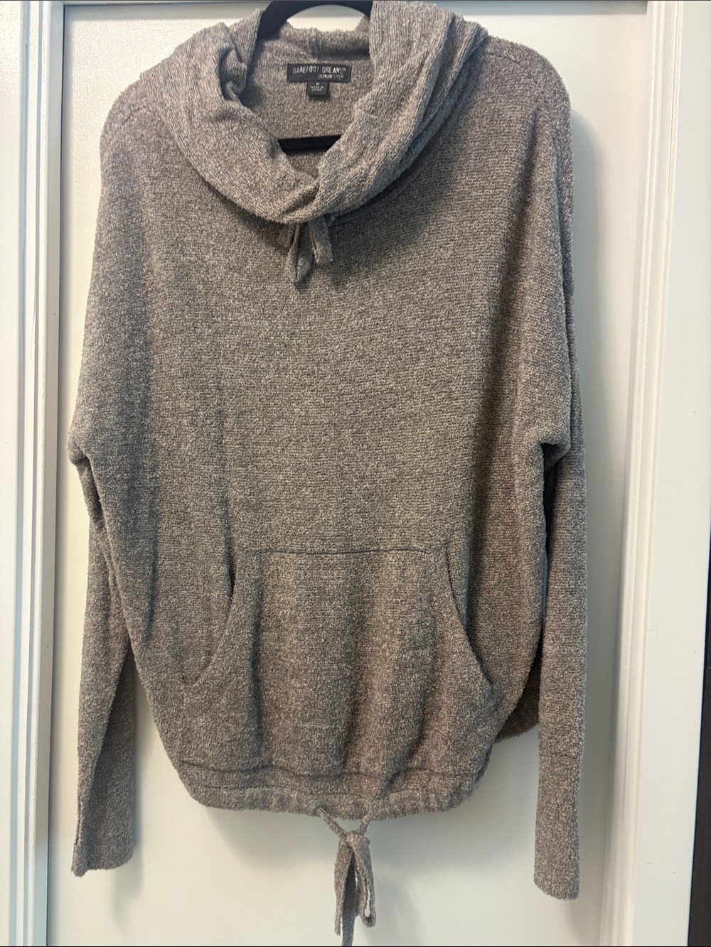 Barefoot Dreams Heathered Gray Cowl Drawstring Pullover